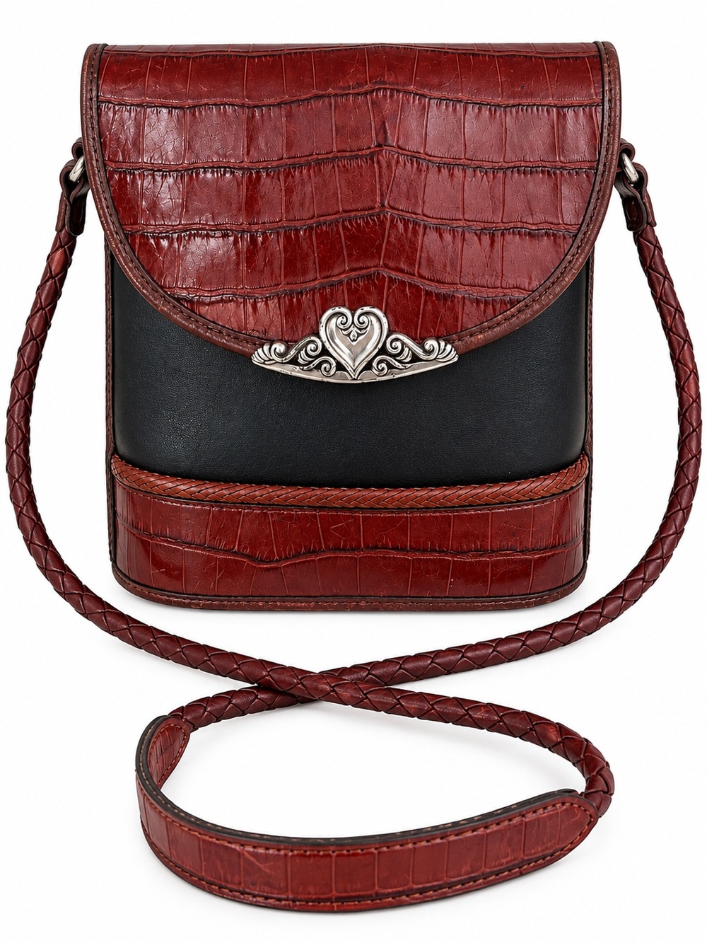Brighton Brown Black Leather Crossbody Bucket Bag - Picture 2 of 13